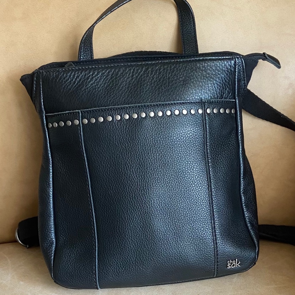 The Sak Calabasas Mini Black Leather Backpack/Handbag